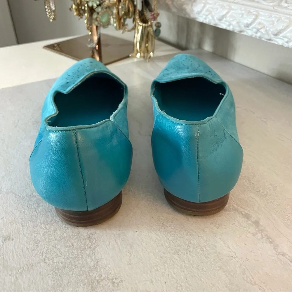 Marc Fisher Turquoise Suede Perforated Flats